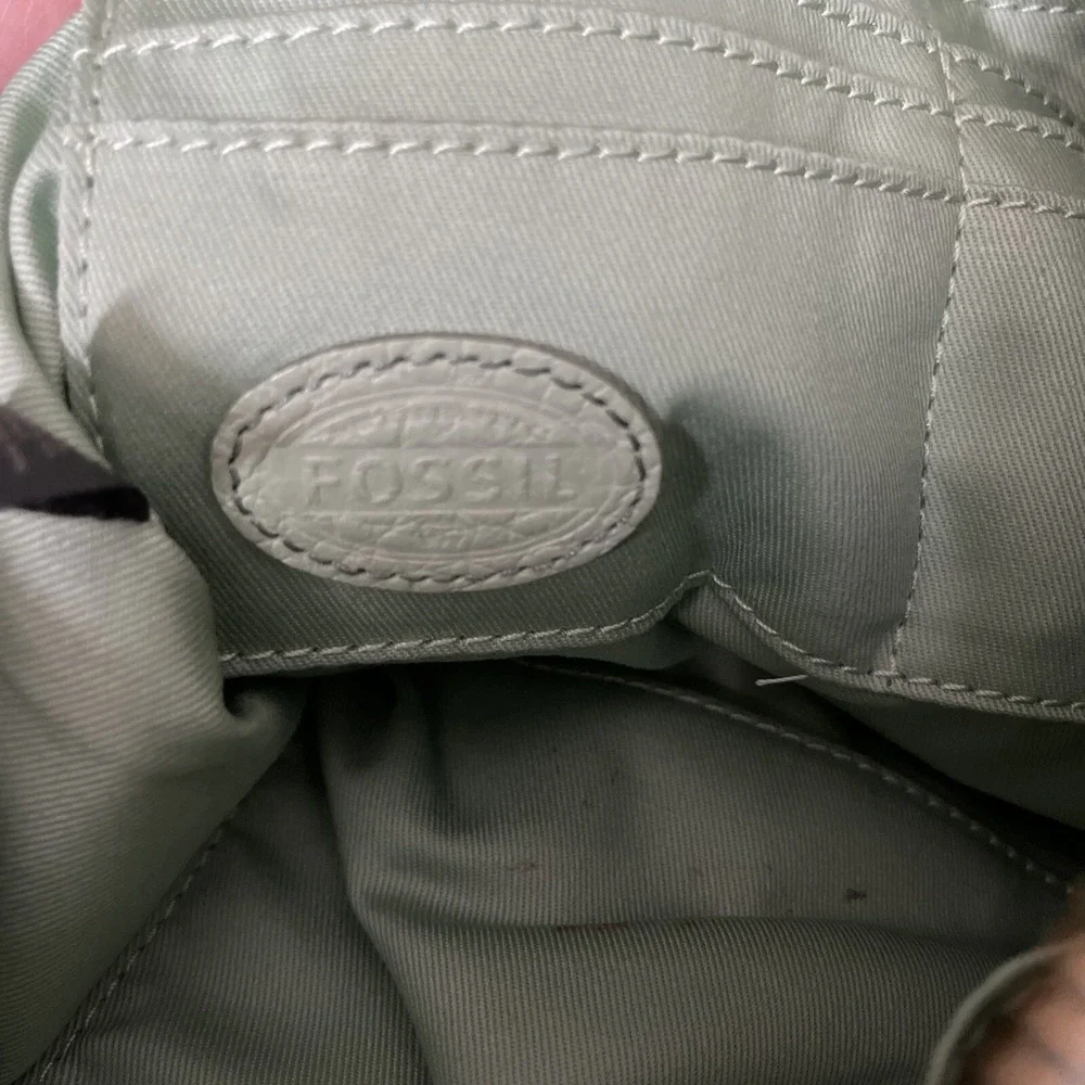 Fossil Sydny Chain Topzip Pastel Green ZB5702314 Leather Shoulder Bag/Clutch EUC